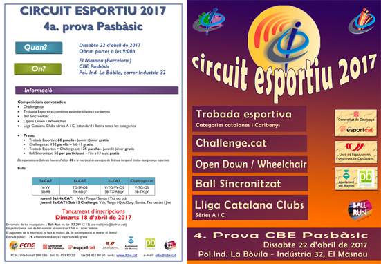 Federació Catalana de Ball Esportiu > Federació > 4a Prova Circuit Ball Esportiu Català. CBE Pasbàsic. Informació i Inscripcions Federació Catalana de Ball Esportiu > Federació > 4a Prova Circuit Ball Esportiu Català. CBE Pasbàsic. Informació i Inscripcions