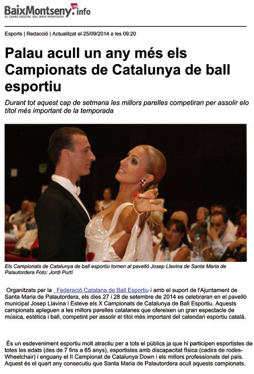 Campionats de Catalunya 2014 (Estil Internacional) al diari Baix Montseny  | Federaci Catalana de Ball Esportiu