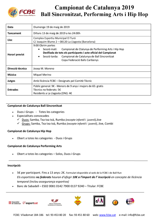 Campionats de Catalunya de Ball Esportiu. Informació i Inscripcions | Federació Catalana de Ball Esportiu Campionats de Catalunya de Ball Esportiu. Informació i Inscripcions | Federació Catalana de Ball Esportiu