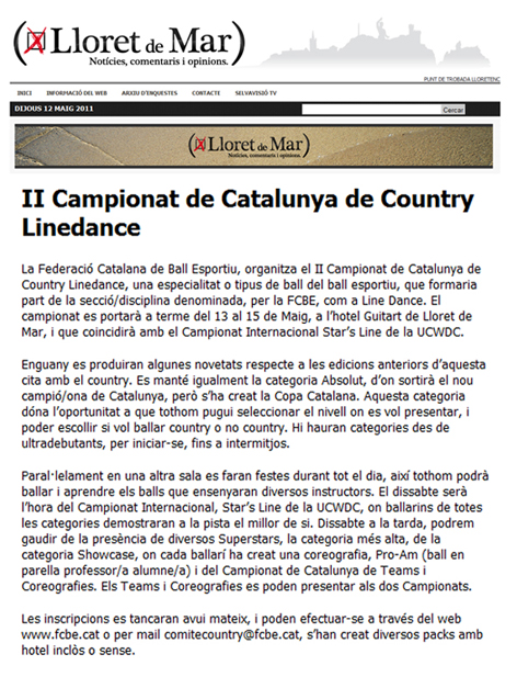 Country 13.- II Campionat de Catalunya Country i International UCWDC Star’s Line als mitjans  | Federaci Catalana de Ball Esportiu